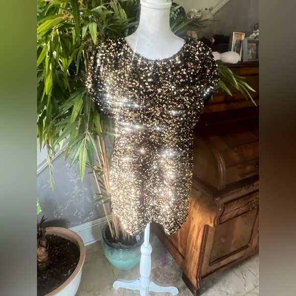 Cable and Gauge sequin ladies short sleeve top crewneck Velveteen back Medium - Picture 5 of 12